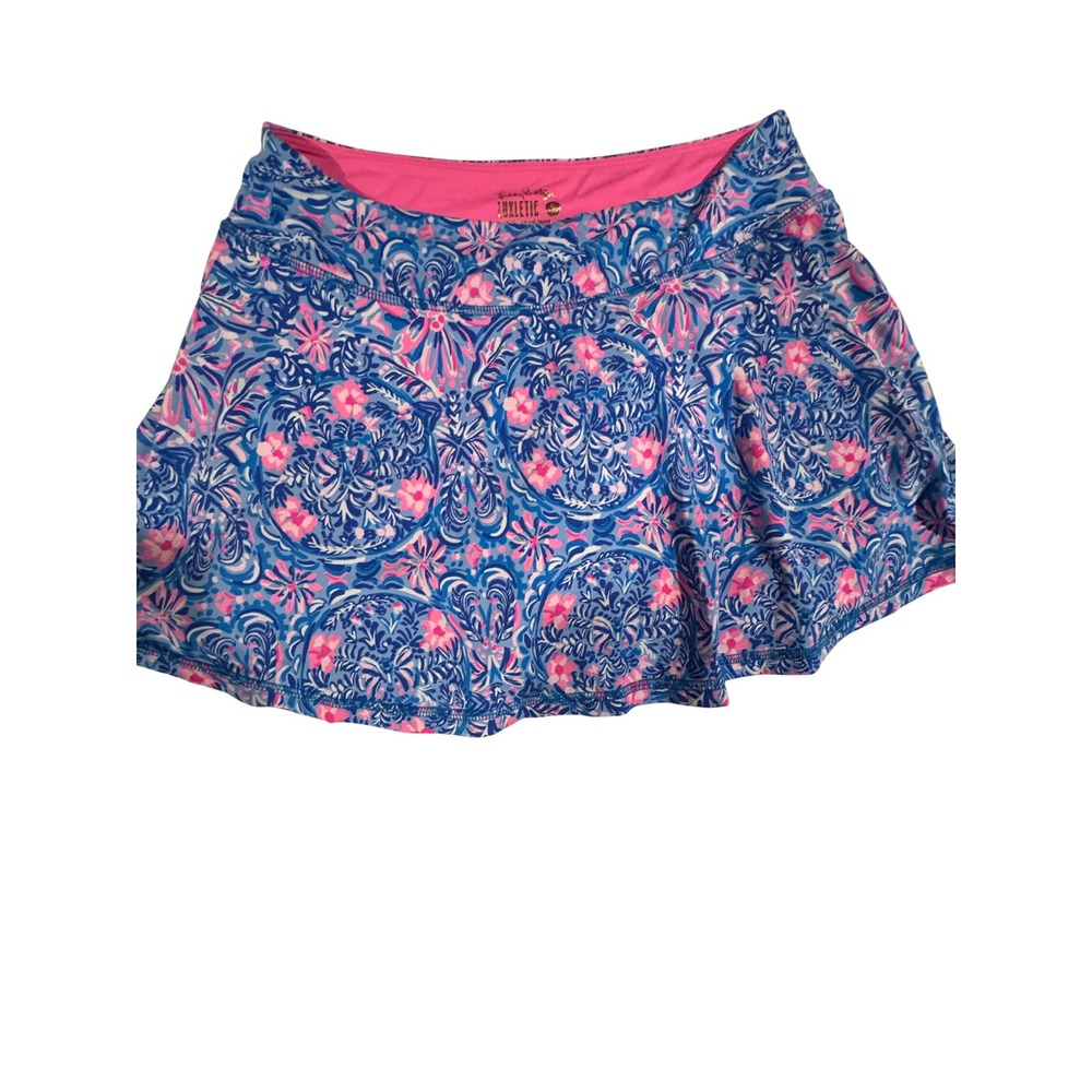 Lilly Pulitzer Luxletic Skort Blue Pink Floral Paisley Activewear Skirt Size S